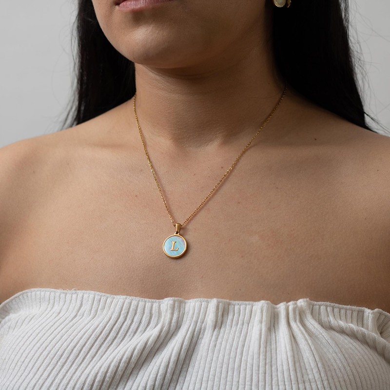 Collar con Cadena de Acero Inoxidable y Dije de Inicial