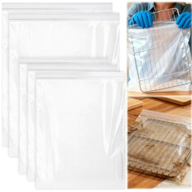 Palksky Oven Rack Cleaning Bags, Heavy Duty No Scrub Oven Rack Cleaning Bags, Reusable Leak-Resistant PE Bags for Deep Soaking Grill Grates, BBQ Racks, No Cleaner Included, 5 Pack