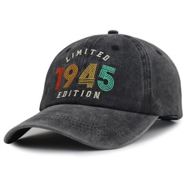 80th Birthday Decorations for Women Men, 80th Birthday Gifts for Wife Husband Dad Grandma Grandpa, Limited 1945 Edition Hat, 80 Year Old Baseball Cap Black