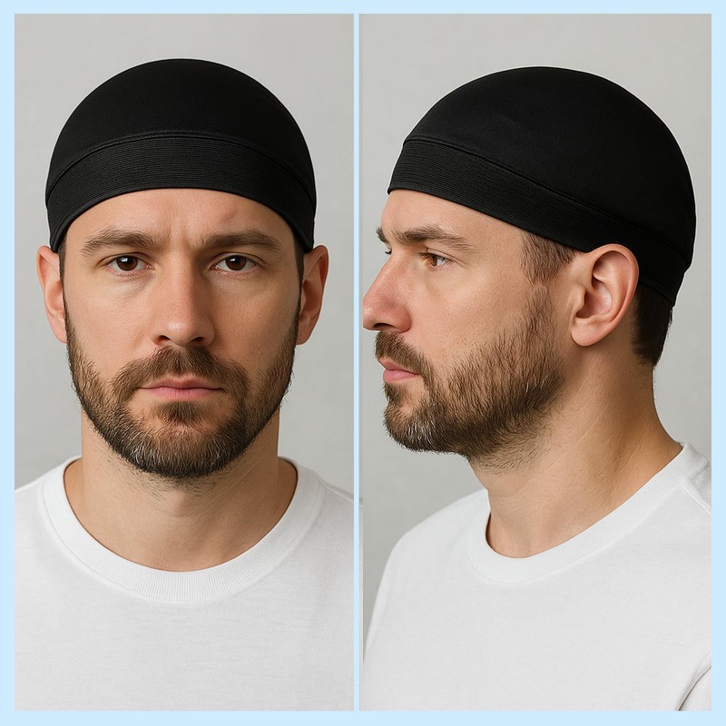 Wave Cap, 2 Pcs Black Soft Breathable Wave Caps for