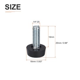 DTGN 1/4"-20 UNC Adjustable Furniture Legs - 24 Piece - Perfect for Furniture - Furniture Adjustable Leg Screw Down - Black
