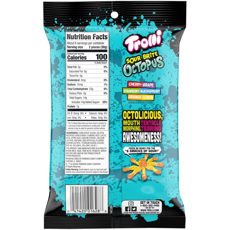 Trolli Sour Brite Octopus, Sour Gummy Candy, 6.3 Ounce (Pack