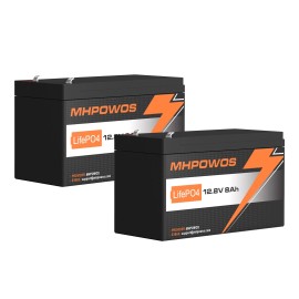 MHPOWOS 12V Lithium LiFePO4 Battery 10Ah 8Ah Lithium Iron Phosphate 10A BMS for Lighting - 2x8Ah