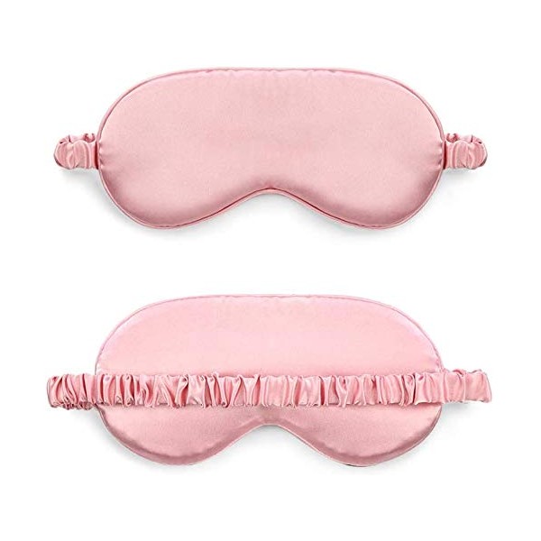 Sleep Eye Mask with Elastic Strap Headband, Lightweight Comfortable Soft Silk Like for Men Women Traveling (Pink)