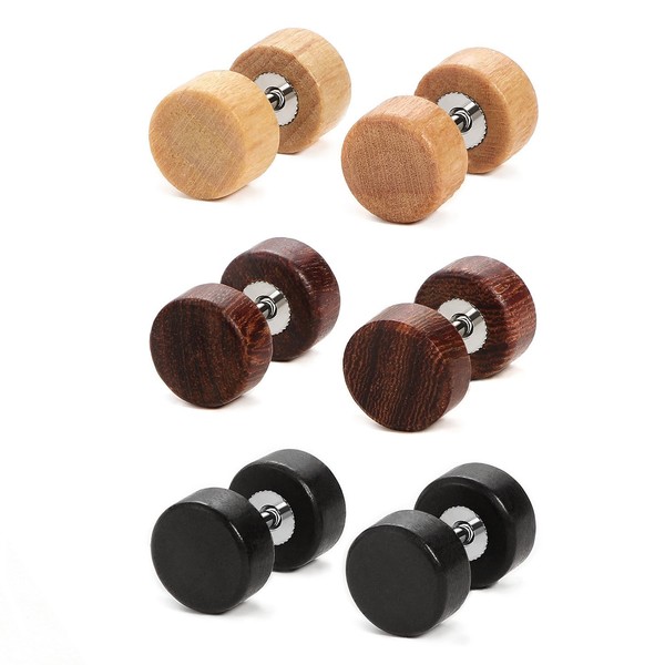 Charisma 16G Wood Faux Gauges Plugs Earrings For Men Women