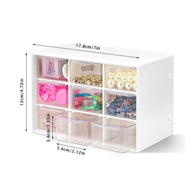 Fyihoxi Storage Box with 9 Drawers, 18 x 11.7 x 9.7 cm Drawer Box, White, Small, Mini Drawer Organiser, Drawer Cosmetic Storage Box for Cosmetics, Jewellery, Stationery