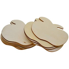 24pcs Unfinished Wooden Plaques Wood Slices Discs Cutout Pieces DIY Pyrograph Art Crafts - Apple Shape