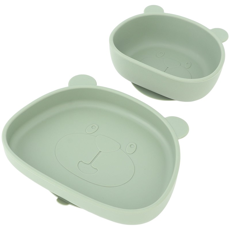 4pcs Children Plate Utensils Set Silicone Suction Bowls Set Toddler