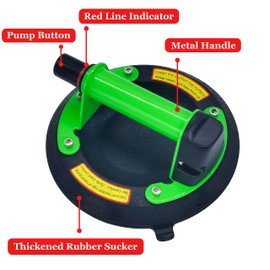 AUTOAlkins 8" Heavy Duty Suction Cup with Metal Handle to Lift Large Glass, Tile, Marble, Industrial Vacuum Suction Lifter for Glass Lifting & Replacement, 260 lbs Load Capacity (Green & 2 Pack)