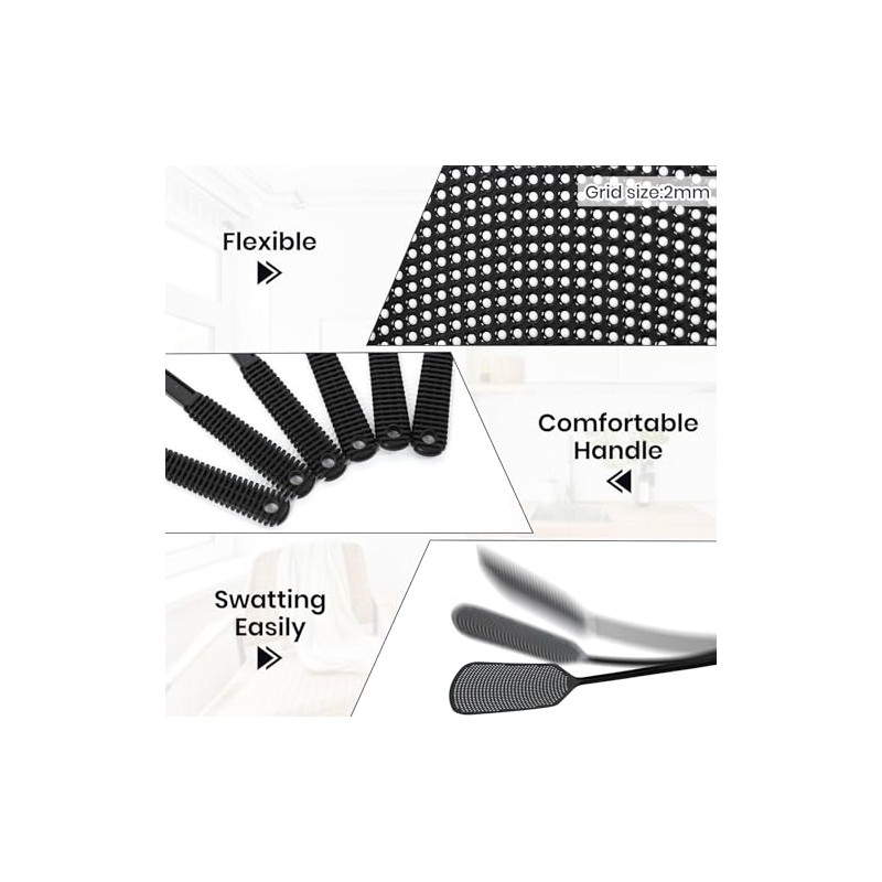 6-Pack Heavy Duty Long Handle Fly Swatter, Fly Swatter for