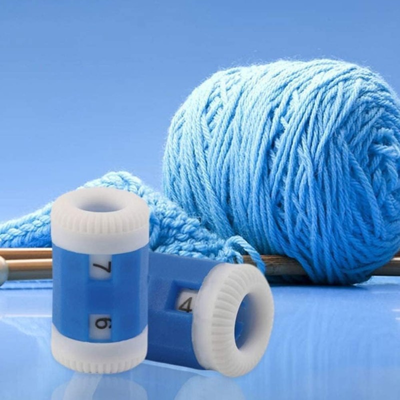 4 Pcs Plastic Knitting Needles Row Counter 2 Sizes (Red