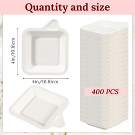 400 Pcs Small Disposable Paper Plates 4 Inch Mini Square Dessert Snack Plates, Beige Sugarcane Bagasse Fiber, for Party Wedding Birthday