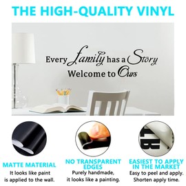 Inspirational Family Wall Stickers for Bedroom: Home Quotes Motivational Vinyl Art Wall Decals for Living Room Kitchen Apartment Bathroom - Every Family Has a Story 25" X 7"