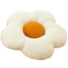 YILANLAN Cute Flower Cushion Plush Floor Pillow Casual Comfortable Pillow Office Living Room Bed Decoration Cushion Simple Room Decoration (40cm, Khaki)