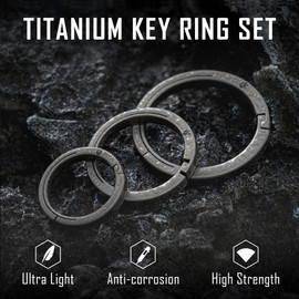 KeyUnity Titanium Side Print Keychain Minimalist Split Key Chain Quick Release for Carabiner, Car Keys and House Keys, Ka33