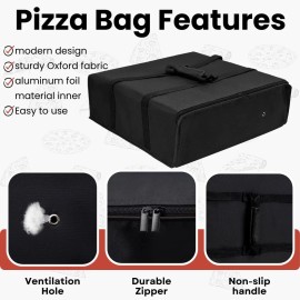 Togetrue Pizza Bag, Insulated Pizza Bags for Delivery Carry Hot, Large Pizza Food Deli...