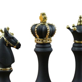 Fenteer 3 Pack Chess Pieces Statue Sculpture Ornament Collectible Figure Furnishings Home Decor Art Contemporary Office Table Decoration, Black