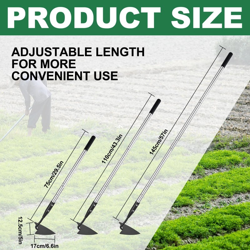 YEELOR Warren Hoe, Carbon Steel Triangle Garden Hoe with Stainless