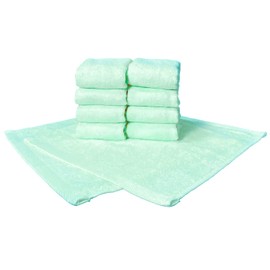 Creaps Moist and Smooth Hand Towels, Set of 10, 11.8 x 11.8 inches (30 x 30 cm), Bamboo Fiber, Handkerchief, Hot Towel, Quick Drying, Mint Green