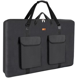 TreochtFUN Art Portfolio Case 24 x 36, Artist portfolio bag 2K water resistant Canvas Carrying Case with Tote, Portfolio Folder for Artwork Storage for Poster Board Drawing supplies.Soft (Black)