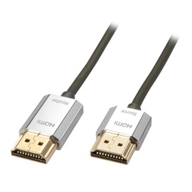 LINDY 41675 Cromo Slim HDMI High Speed A/A Cable 3 m with Ethernet Silver / Gold