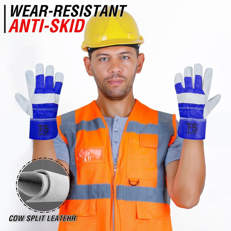 Tussan Sports Split Leather Work Gloves, Heavy Duty Thorn Proof