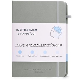 The Little Calm and Happy Planner – Weekly and Monthly Undated Productivity Planner Habit Tracker, Journal Notebook for Happiness, Motivation, Productivity and Life Balance – A5 (Grey)