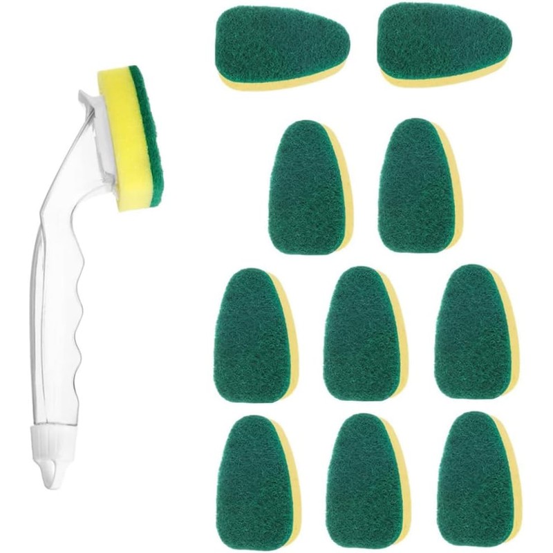 Dish Sponge with Handle 12Pcs/Set Scrub Cleaning Brush Heavy Duty