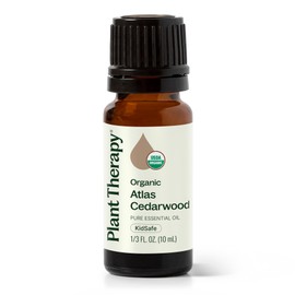 Plant Therapy Organic Atlas Cedarwood Essential Oil 100% Pure, USDA Certified Organic, Undiluted, Natural Aromatherapy for Diffusion, Skin, and Hair, Therapeutic Grade 10 mL (1/3 oz)