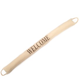 Roe & Moe Welcome Draft Stopper, Door Bottom Hot/Cold Air Blocker Noise Reducer Insulation Sound Proof Weather Strip Seal, 38 x 4 inches, with 2 Loops - Ideal for 36 inch Door