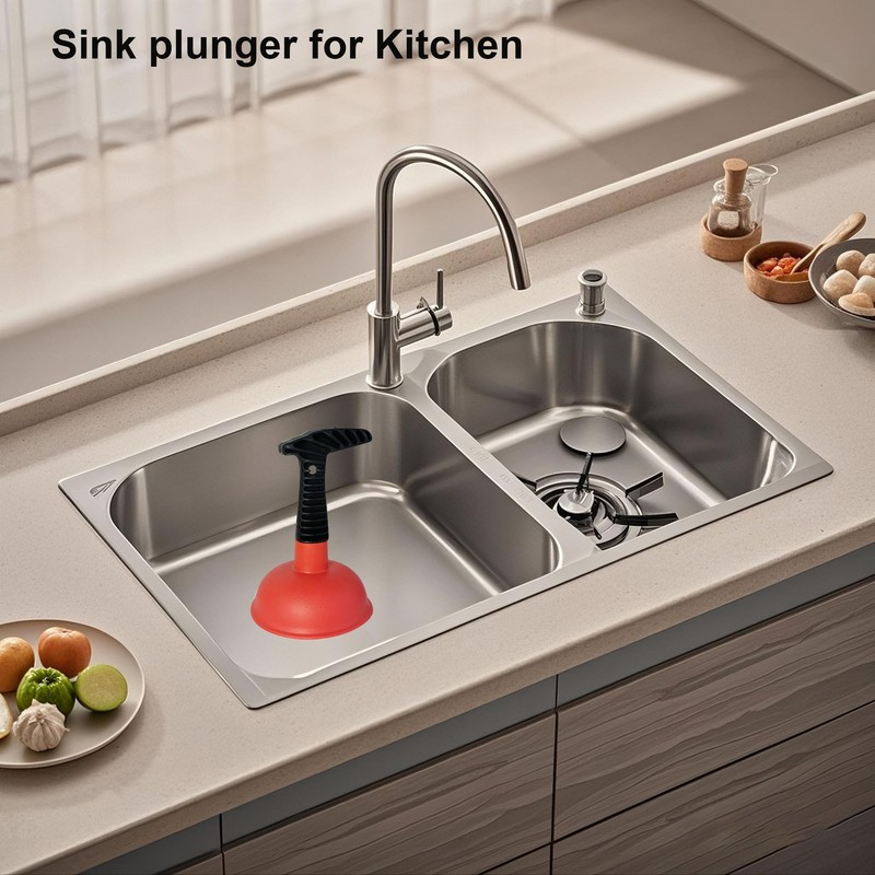 Mini Sink & Drain Plunger with Short Handle - Heavy-Duty