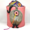 Cat Yarn Bowl Artwork Yarn Holder Dispenser with Hole, Knitting