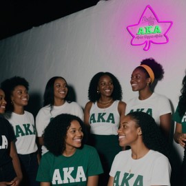 AKA Neon Sign for the Wall Decor Dimmable Pink Maple Neon Sign Aka Sorority Gifts for Women Greek Sorority Paraphernalia for Graduation Birthday Party Mother's Day Bedroom Makeup Room