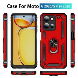 Korecase Kickstand Case for Moto G Play 2026/G 2026, 6.7-inch,Red