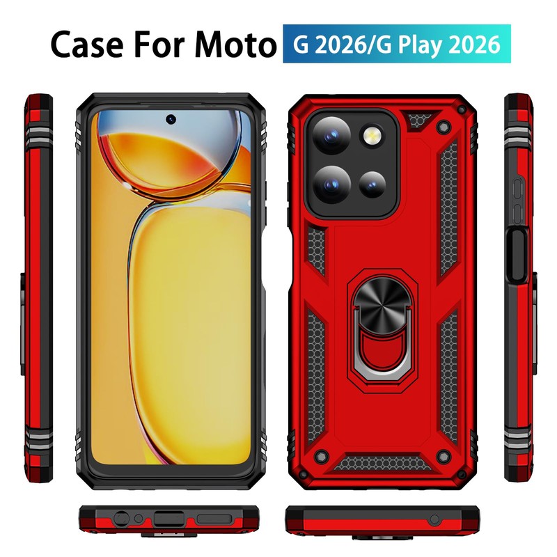 Korecase Kickstand Case for Moto G Play 2026/G 2026, 6.7-inch,Red