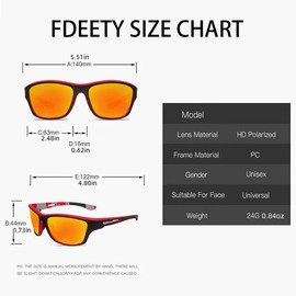 FDEETY Polarized Sports Sunglasses UV400 Protection for Sports Eyewear for Outdoors Cycling Fishing Golf Mountain Ski Running Camping Unisex (Red)
