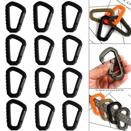 12pcs Enforcement Polymer Light Weight Multipurpose Molle Tactical D-Ring Locking Hanging Hook Spring Lock Buckle Tactical Backpack