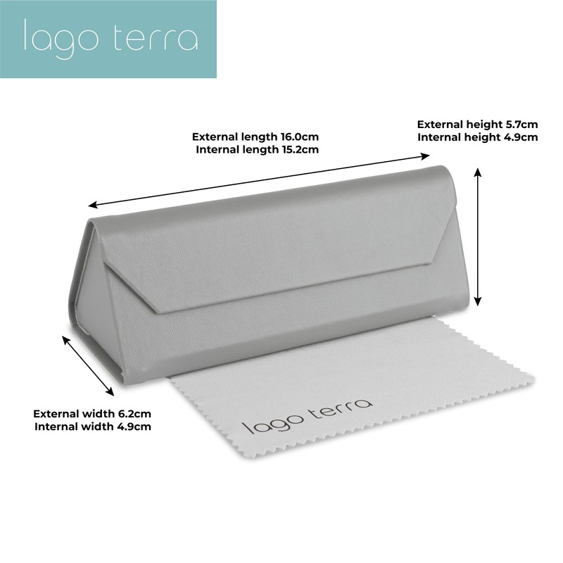 LAGO TERRA Premium Triangular Foldable Glasses Case - Grey
