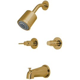 Kingston Brass KBX8142NDL NuvoFusion Double-Handle Tub and Shower Faucet in Polished Brass