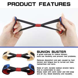 FERCAISH Pack of 2 Hallux Valgus Band Corrector, Bunion Toe Separator, Big Toe Strap, Elastic Toe Valgus Exercise Band, for Corrective Toe Training (Skin Colour + Blue)