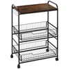 HOMCOM 3 Tier Rolling Kitchen Cart with Storage, Kitchen Island