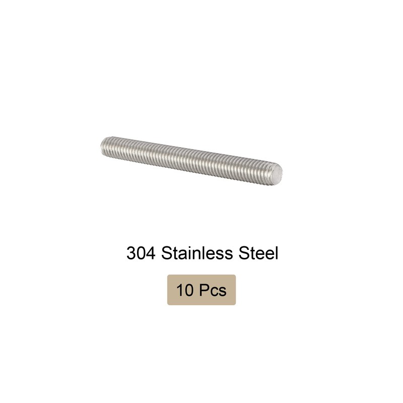 Rebower 10 Pcs Full Thread 304 Stainless Steel Full Thread