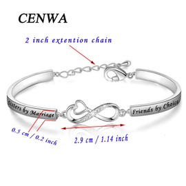CENWA Sisters by Marriage Friends by Choice Bracelet Best Sisters in Law Gift Maid of Honor Gift Wedding Bracelet Gifts for, One Size, Metal
