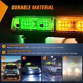 Nilight 12 Inch Roof Top Strobe Lights 48LED Hazard Light Emergency Safety Warning LED Flashing Light Bar Magnetic Mount 12V 24V for Cars Trucks Snow Plows Construction Vehicles