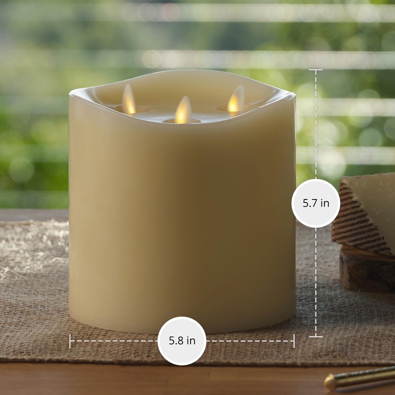 Luminara Tri-Flame Flameless LED Candle, Ivory 5.8" x 5.7", Moving