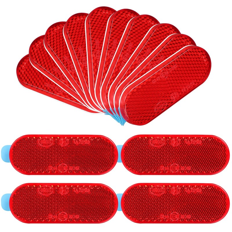 10 Pack Self Adhesive Oval Reflector, E9 Approved Road Safety