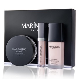 Full Coverage Foundation Makeup Kit of Liquid Foundation & Concealer, Loose Setting Powder, Base Makeup Set for Smooth Bluring Finish, Waterproof Long Lasting Hydrating Formula (Classic Ivory)