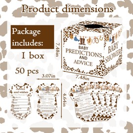50pcs Western Baby Shower Game, Printed Party Baby Predictions & Advice Cards for New Parents, Gender Reveal Boy or Girl, Gender Neutral Western Cowbaby Theme