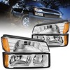SOCKIR 4PCS Headlight Assembly Compatible with 2002-2006 Chevy Avalanche Body