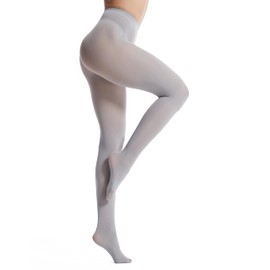 Frola 40D Opaque Tights for Women Soft Silky Solid Color Footed Pantyhose(Medium-Large,Gray)